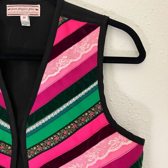 Vintage Aunt Abigail's Attic Striped Fabric Vest Size Medium - Picture 4 of 9